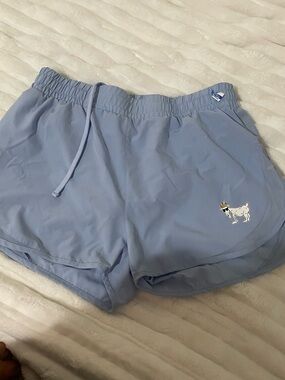 Light Blue Women's Athletic Shorts with Goat Logo